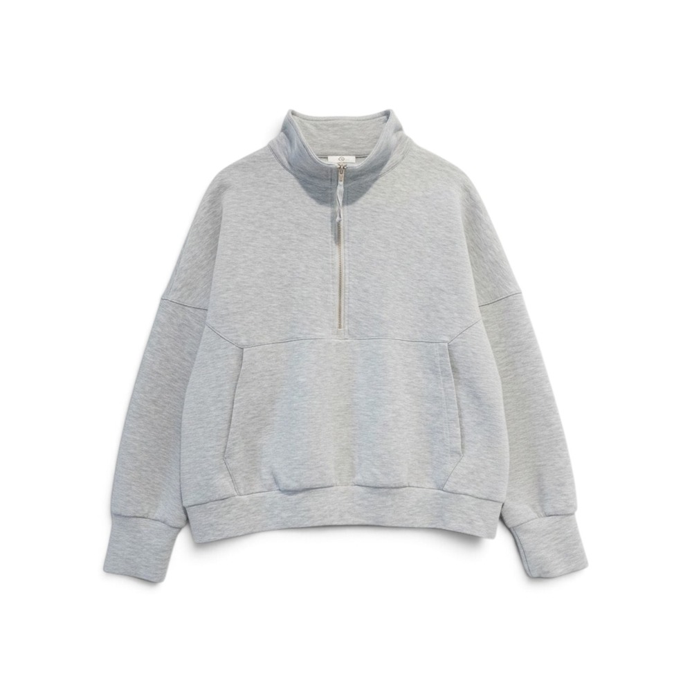 P.Cill Quarter Zip Sweatshirt Womens L Athleisure Clean Girl Activewear Gray